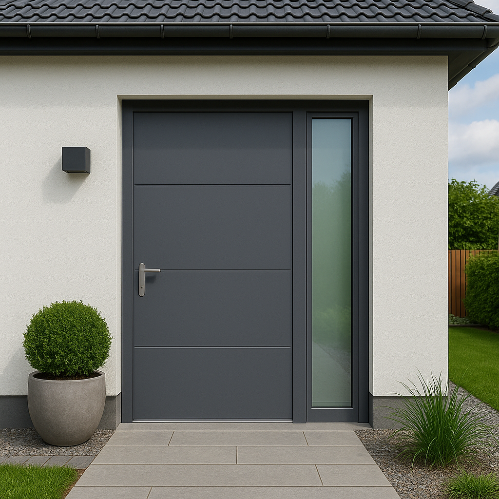 Aluminium voordeur van Schuco grijs